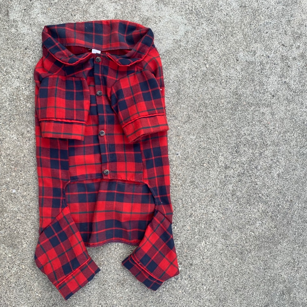 Janie and Jack NWT Red and Blue Flannel Dog Shirt